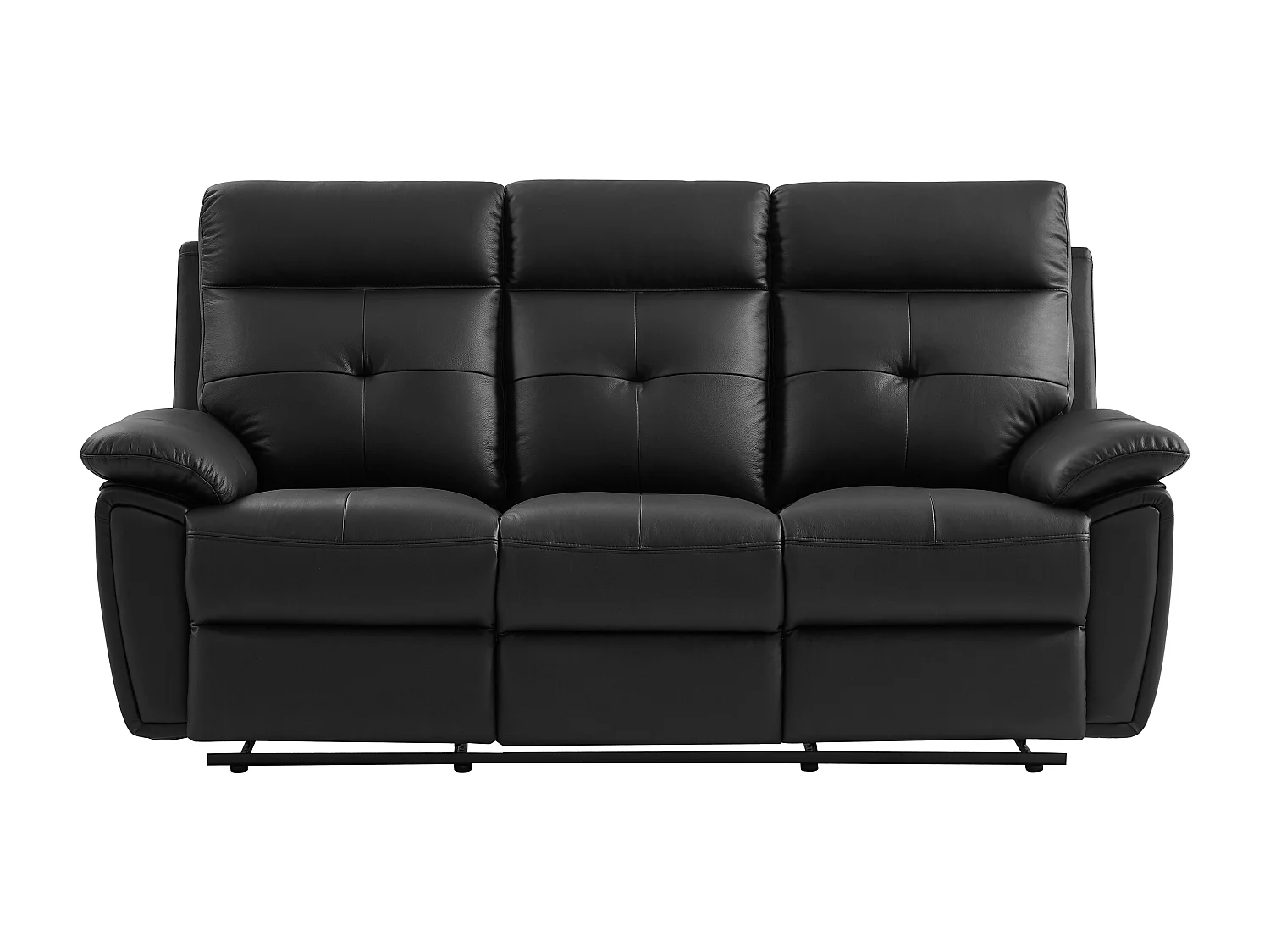 Canapé 3 places relax en cuir noir VINETA