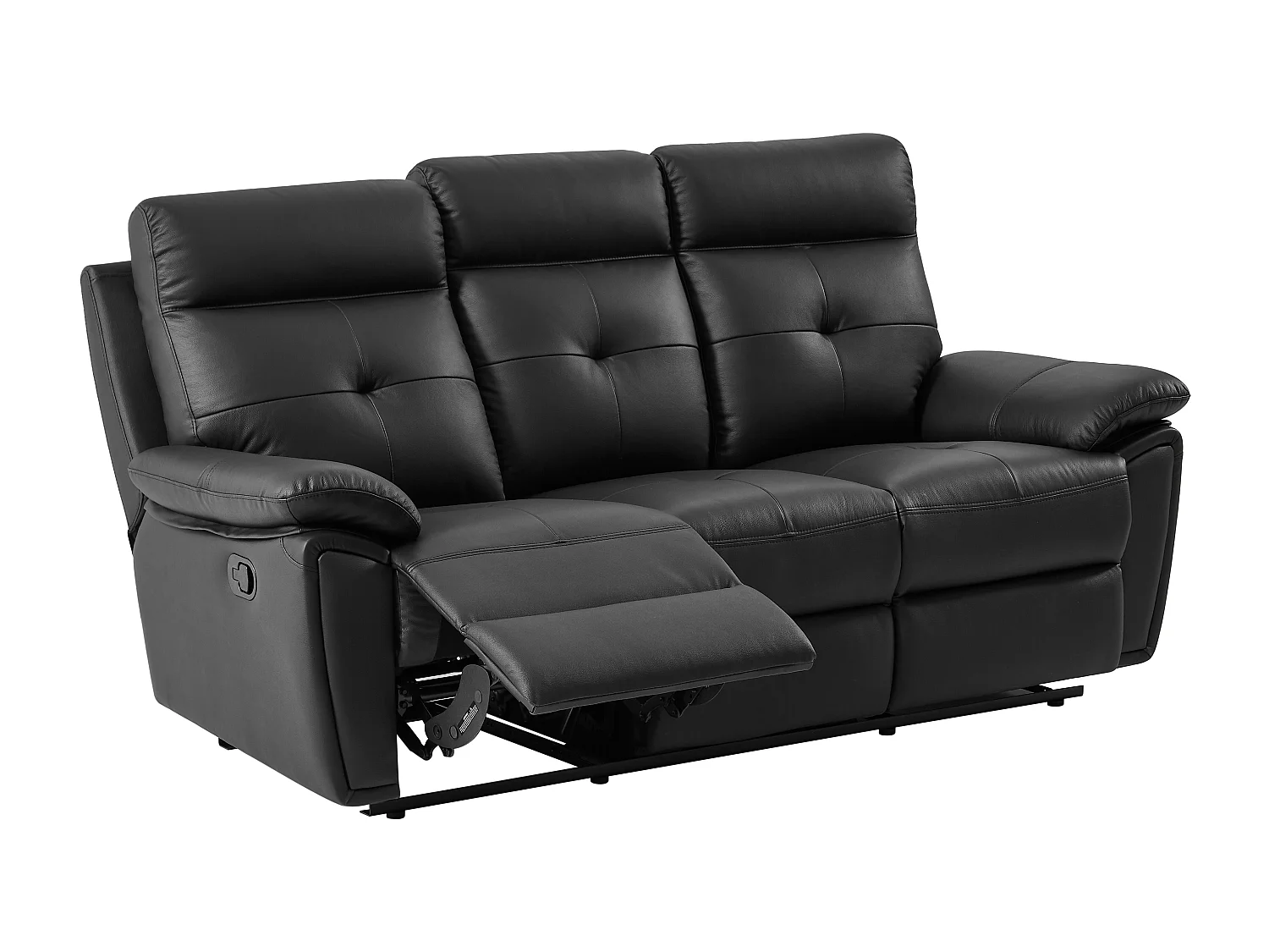 Canapé 3 places relax en cuir noir VINETA