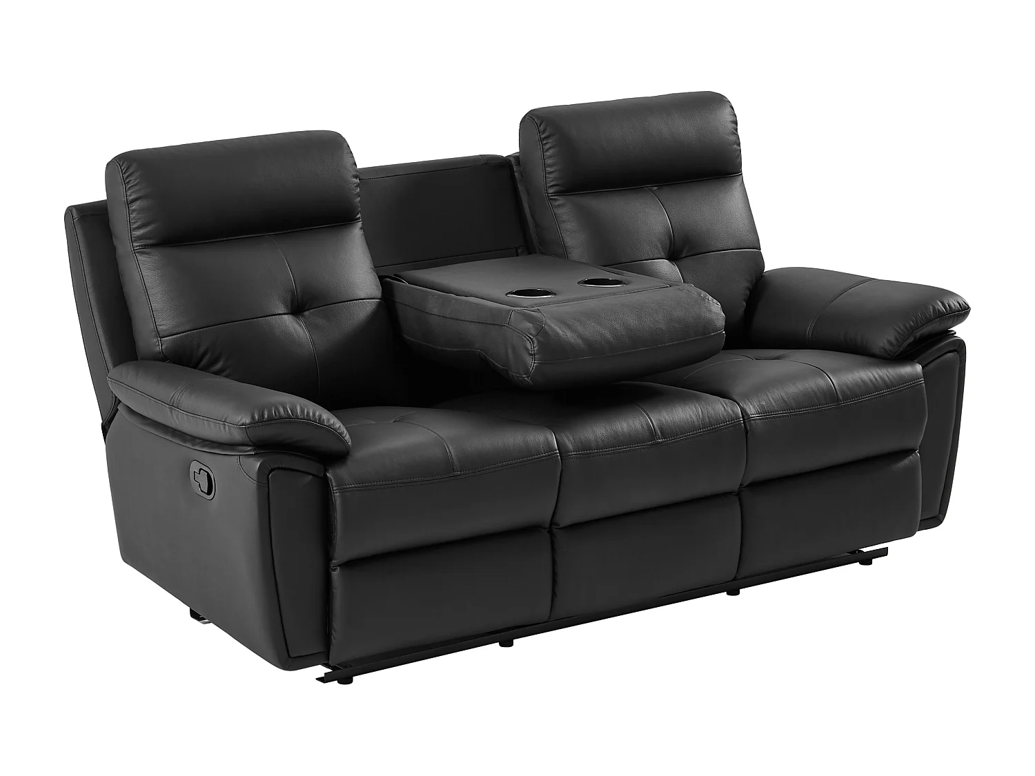 Canapé 3 places relax en cuir noir VINETA