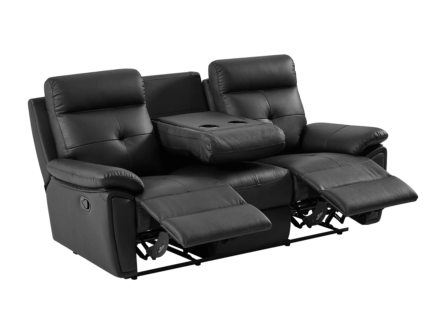 Canapé 3 places relax en cuir noir VINETA