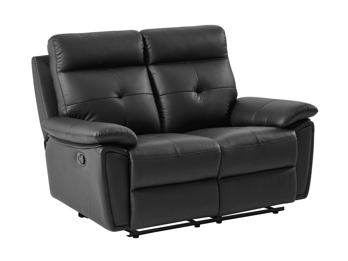 Relaxsofa 2-Sitzer - Leder - Schwarz - VINETA günstig online kaufen