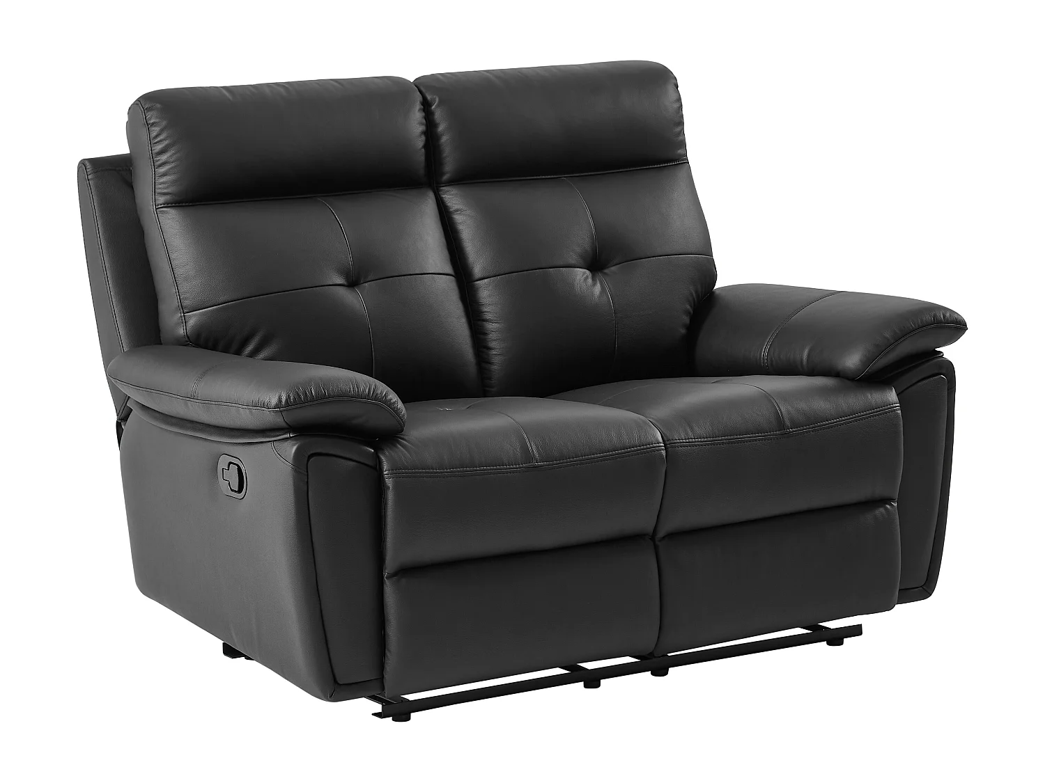 2-sits svart skinnfåtölj med relaxfunktion VINETA