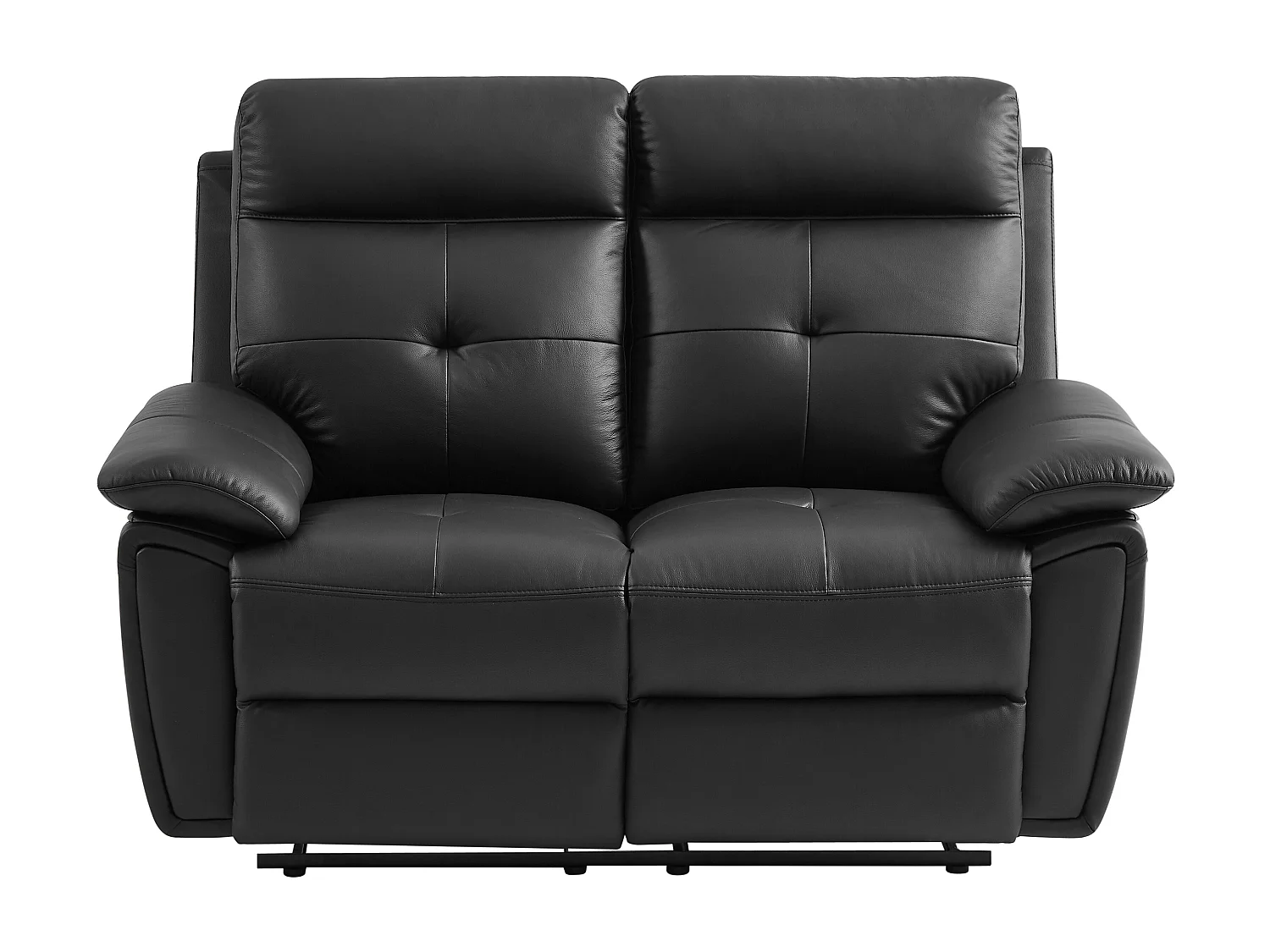 2-sits svart skinnfåtölj med relaxfunktion VINETA