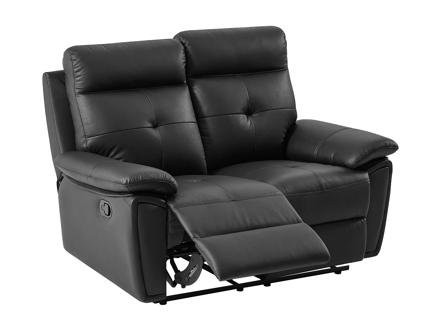 2-sits svart skinnfåtölj med relaxfunktion VINETA