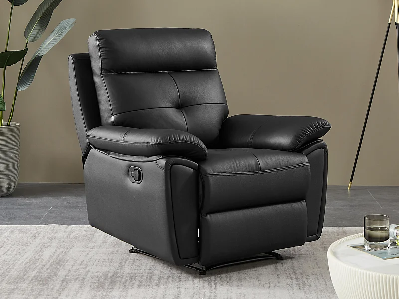 Relaxsessel - Leder - Schwarz - VINETA