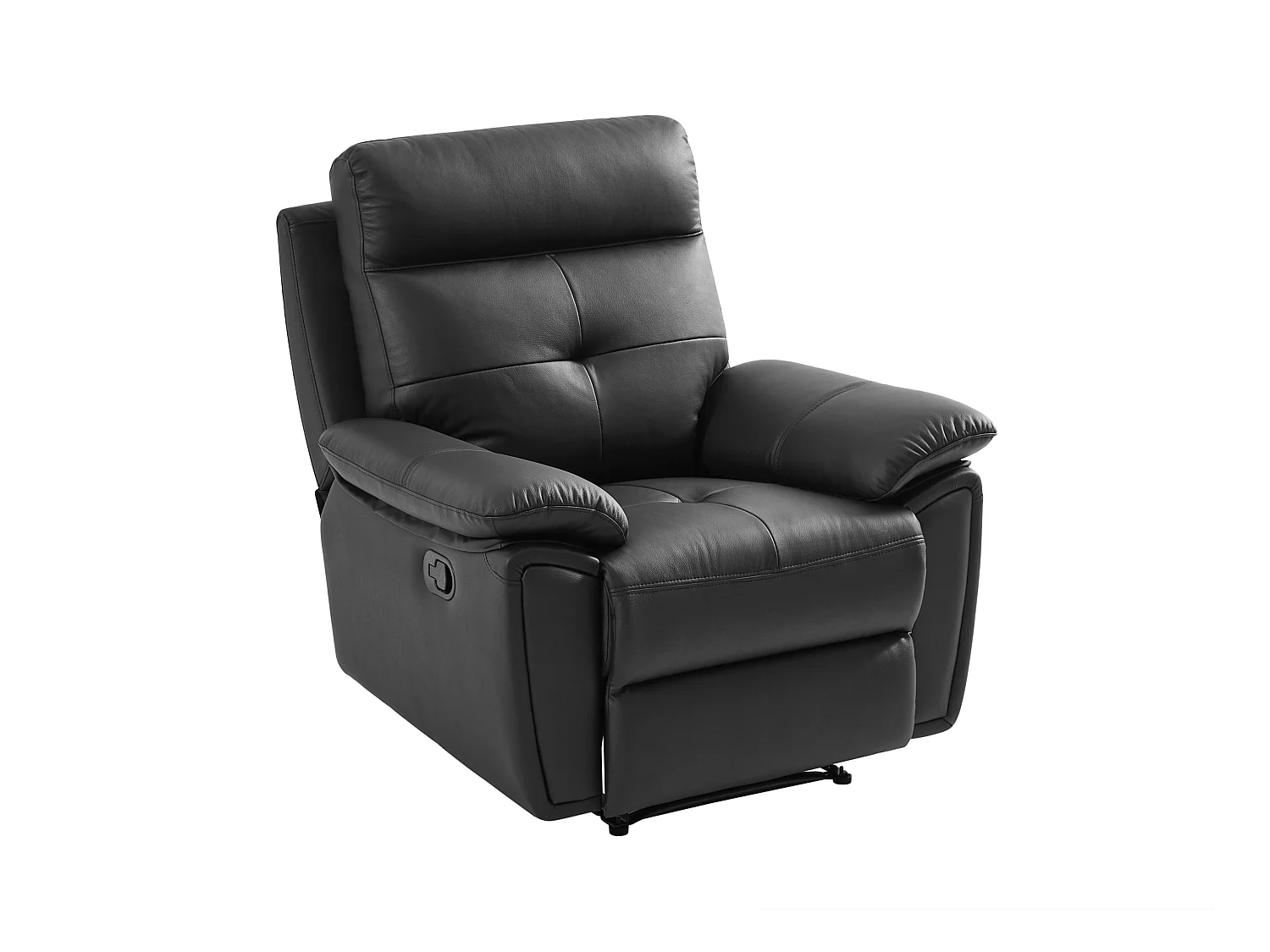 Fauteuil relax en cuir noir VINETA