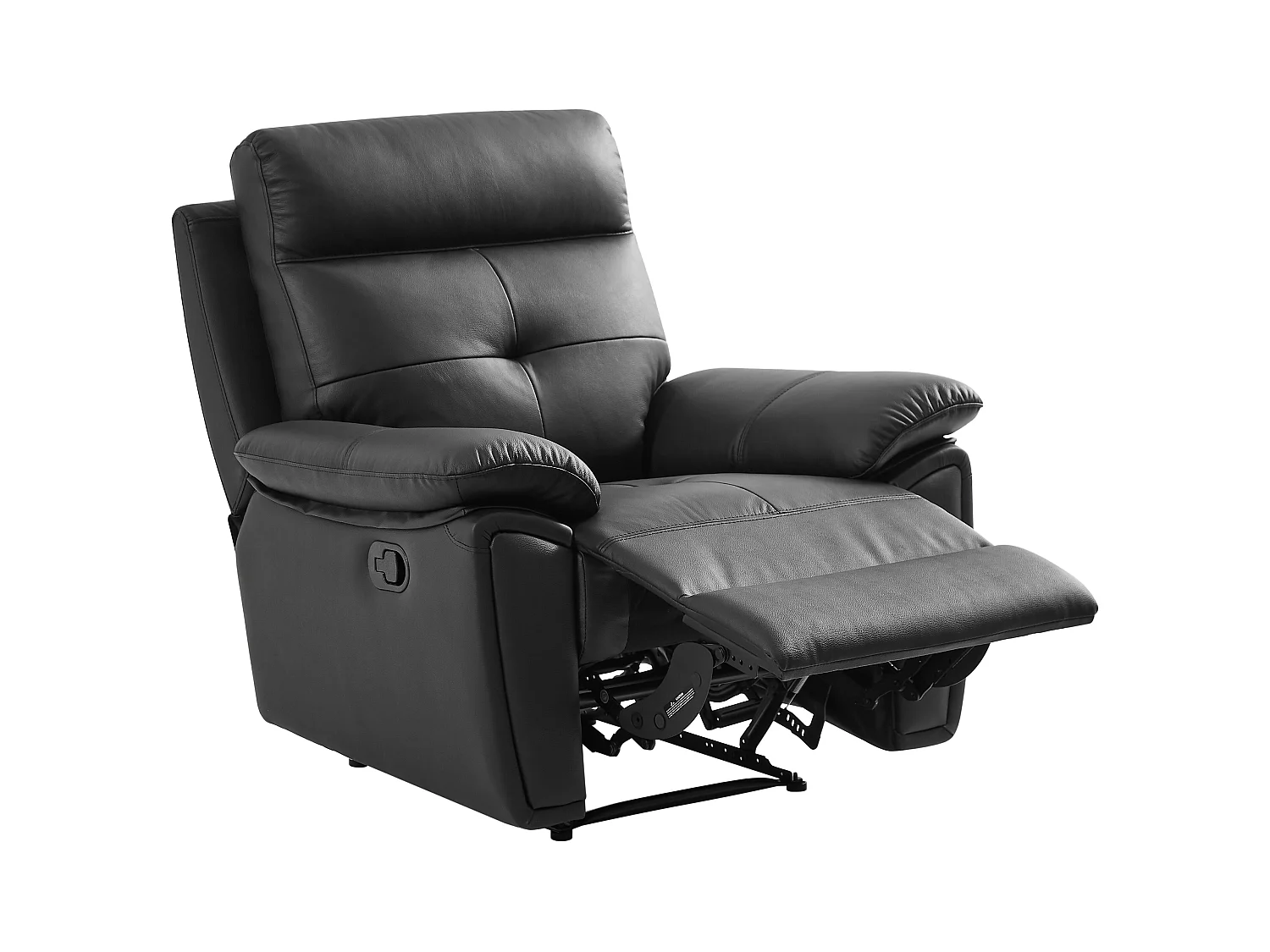 Fotel z funkcją relax z czarnej skóry – VINETA