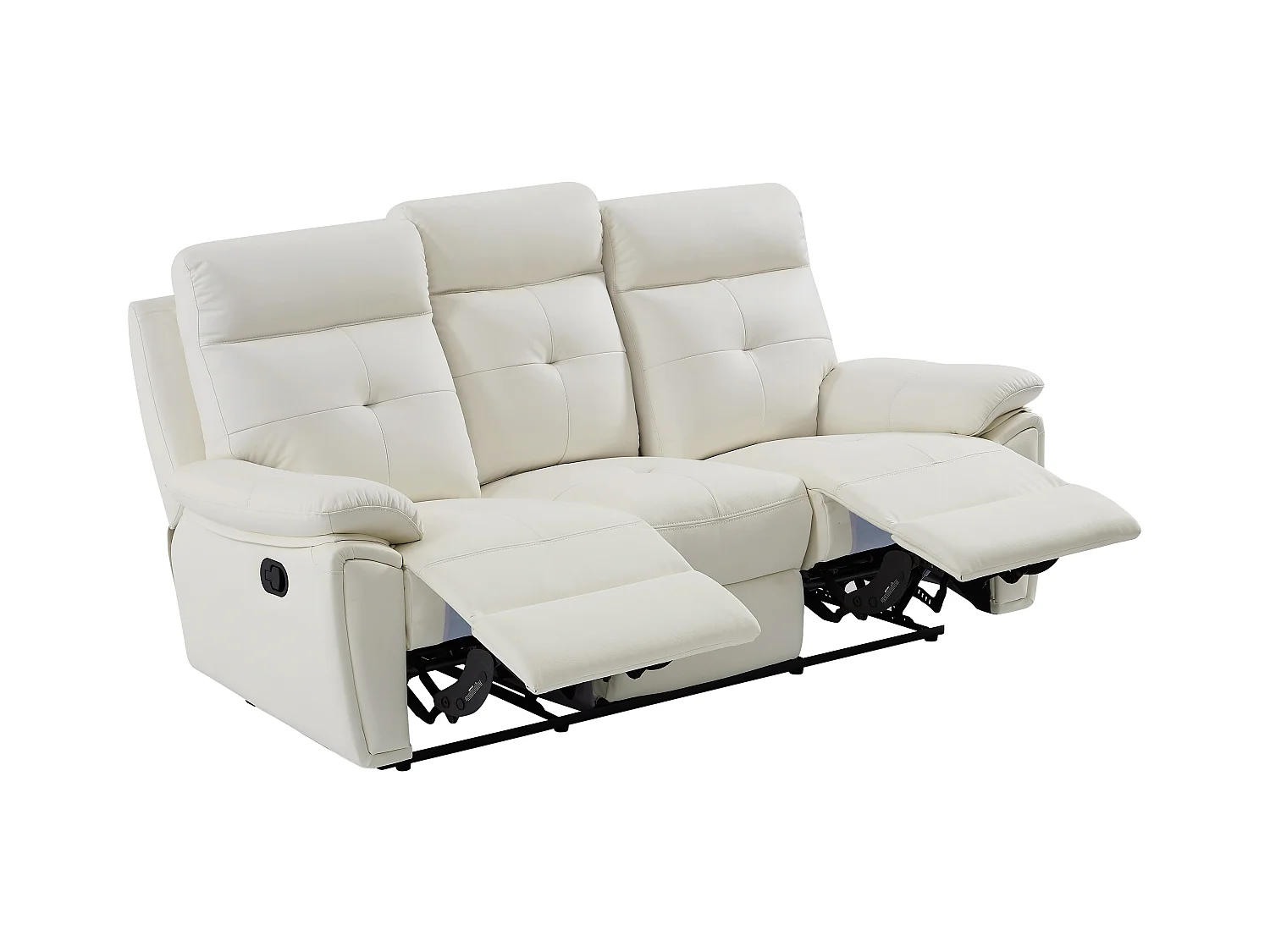 3-zits-relaxbank van wit leer VINETA