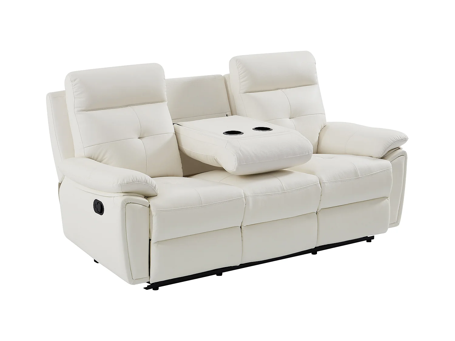 3-zits-relaxbank van wit leer VINETA