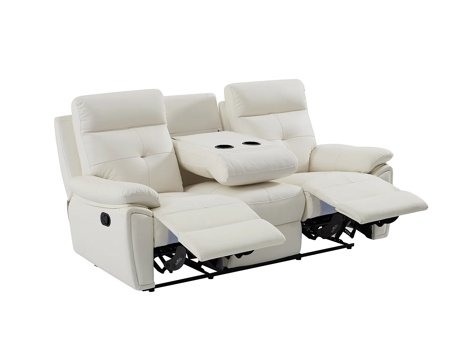 3-zits-relaxbank van wit leer VINETA