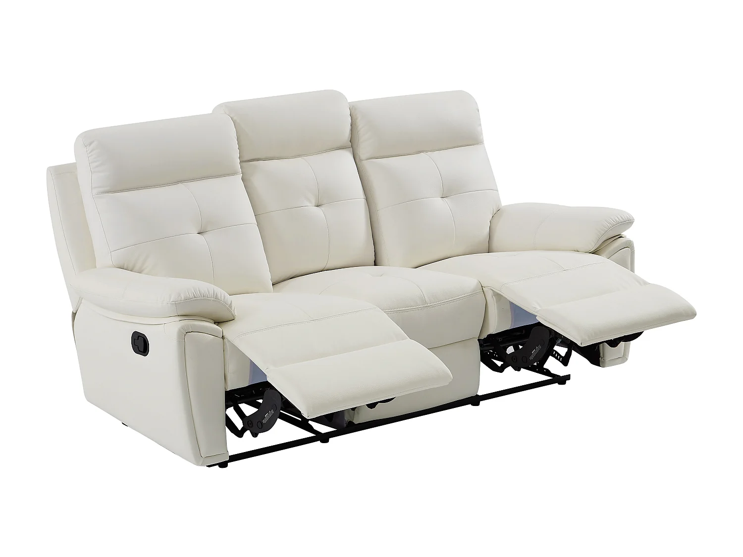 Sofá relax de 3 plazas de piel blanco VINETA