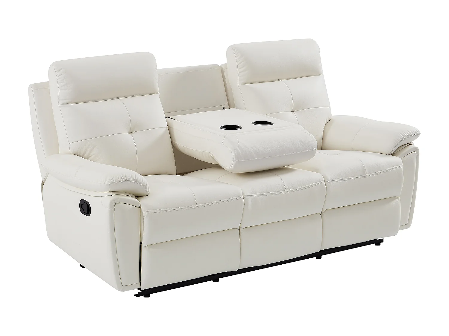 Sofá relax de 3 plazas de piel blanco VINETA