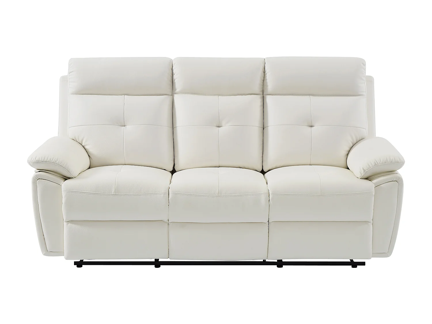 3-sitssoffa relax i vitt läder VINETA