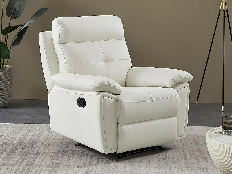 Fauteuil relax en cuir blanc VINETA