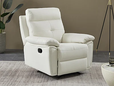 Relaxfauteuil van wit leer VINETA