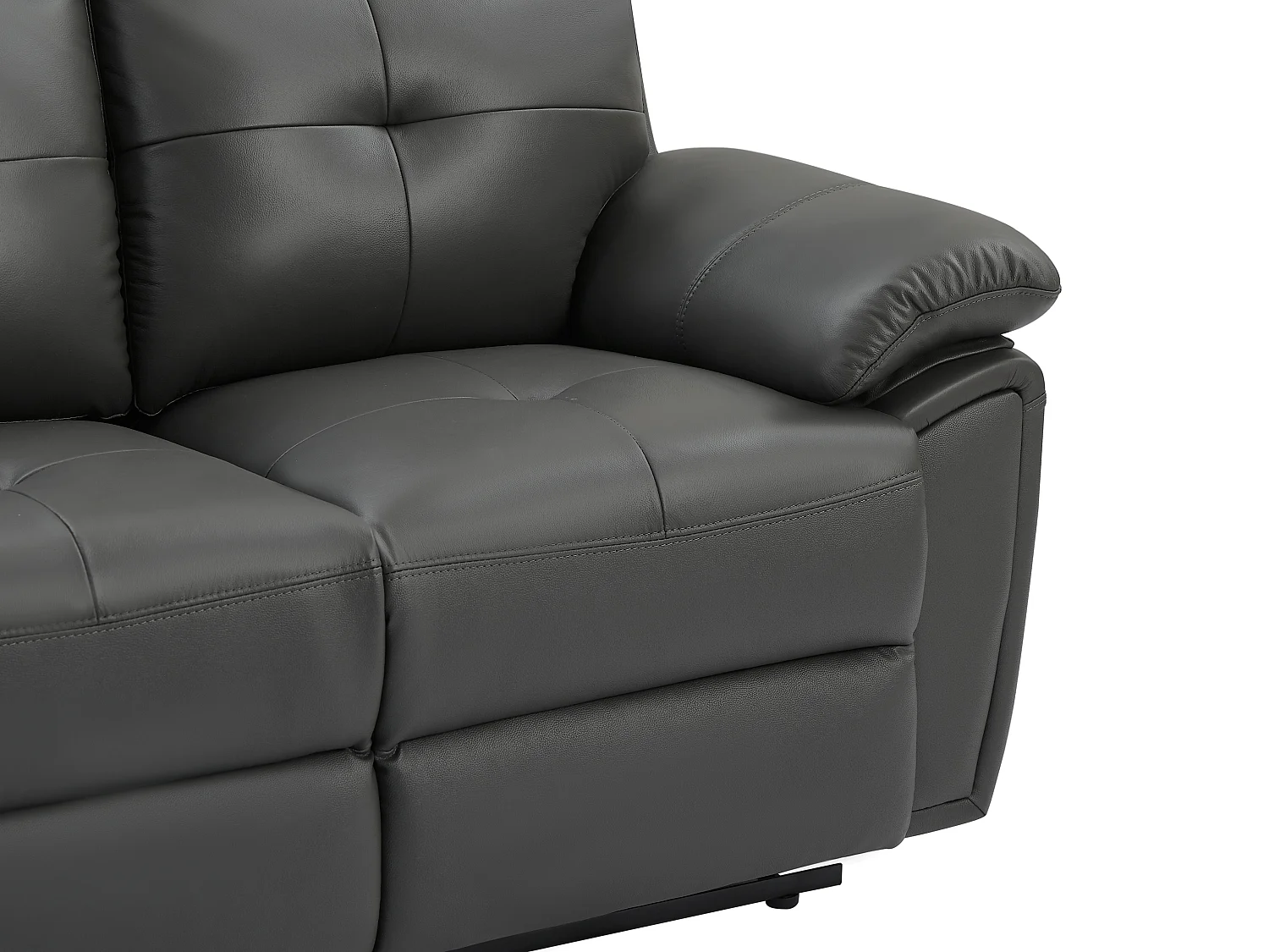 Grå lädersoffa för 2 personer med relaxfunktion VINETA