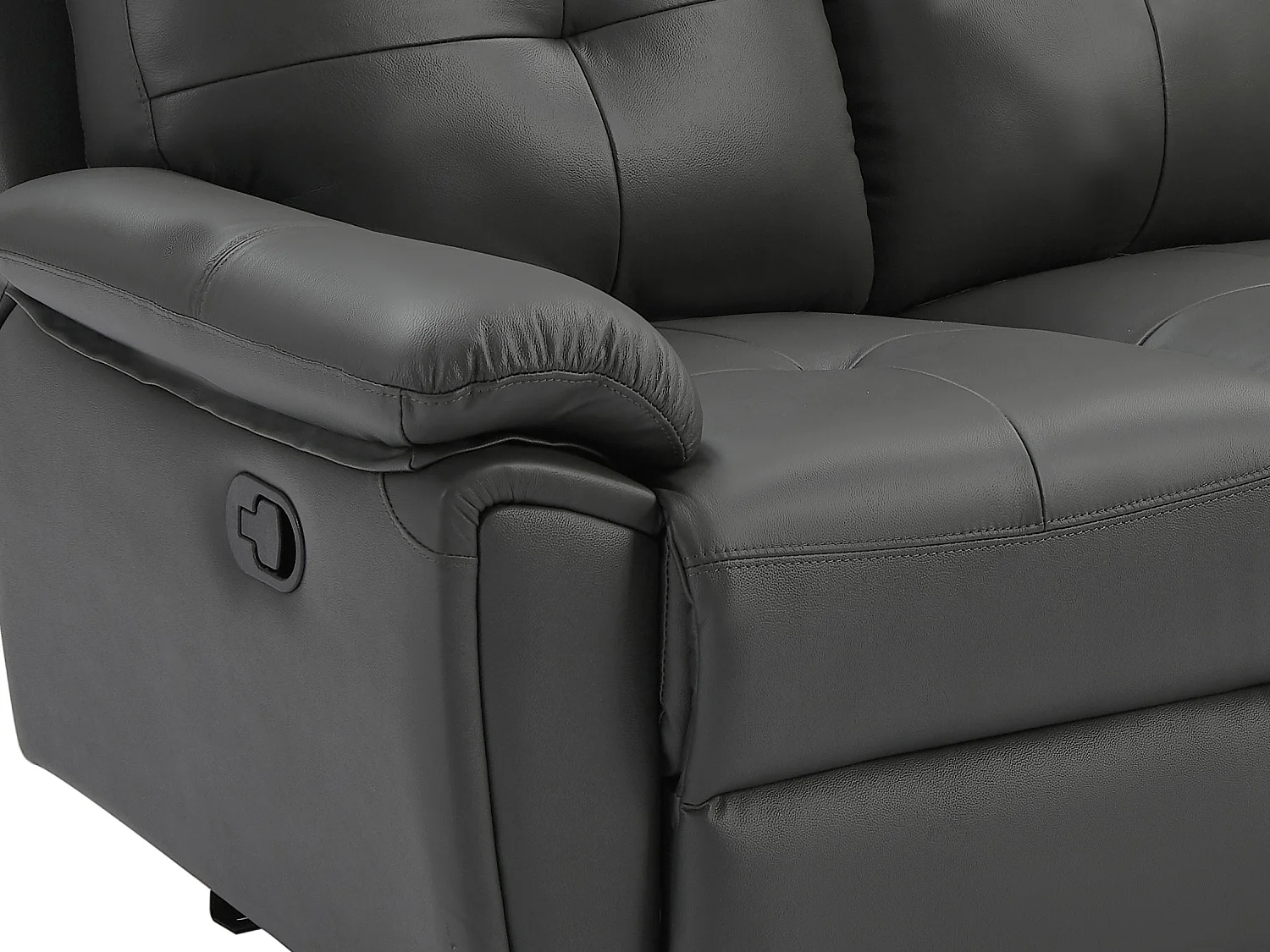 Grå lädersoffa för 2 personer med relaxfunktion VINETA