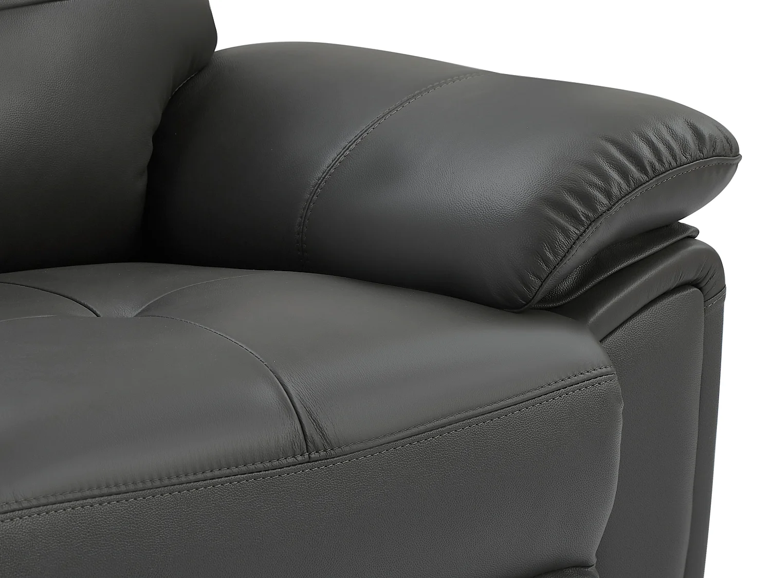 Grå lädersoffa för 2 personer med relaxfunktion VINETA