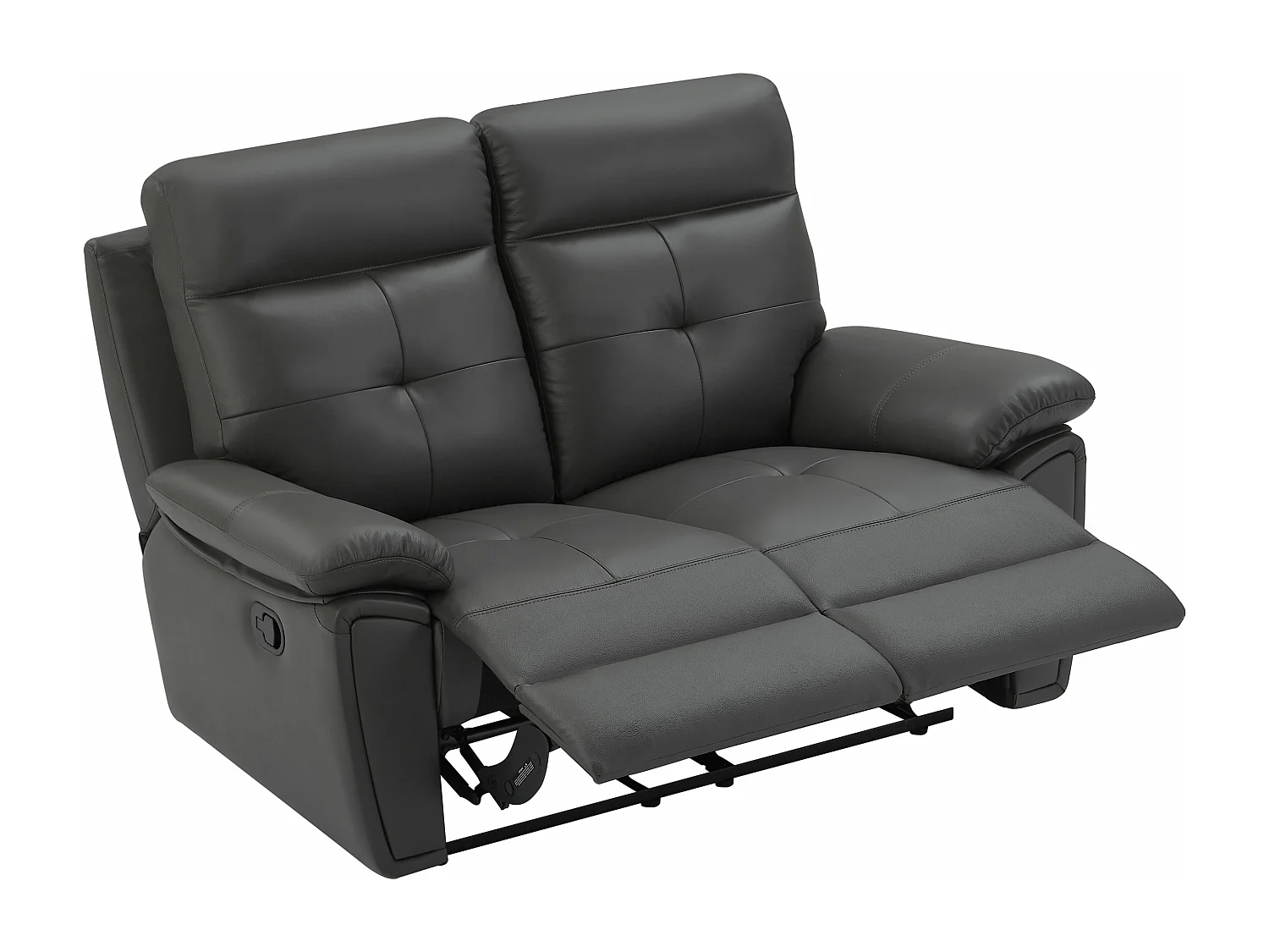 Grå lädersoffa för 2 personer med relaxfunktion VINETA