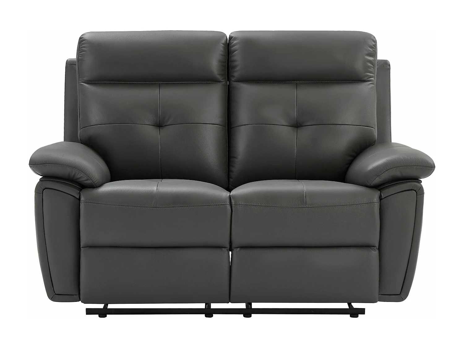 Grå lädersoffa för 2 personer med relaxfunktion VINETA