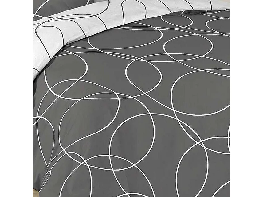 Bettwäsche-Set 3-teilig "Elton" 240x220cm Grau Wendbar - Polyester - Oeko-tex - 2 Personen
