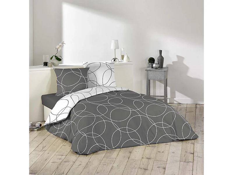 Parure de Lit 3 Pièces "Elton" 240x220cm Gris