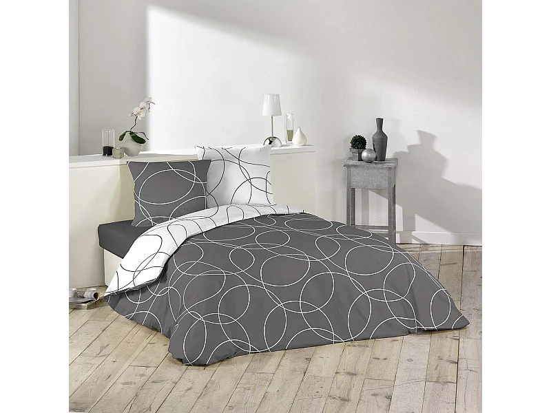 Parure de Lit 3 Pièces "Elton" 240x220cm Gris