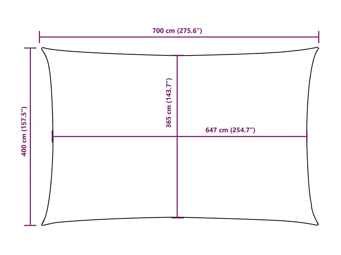 Para-sol Retangular de Tecido Oxford 4x7m Preto - Proteção UV e Impermeável