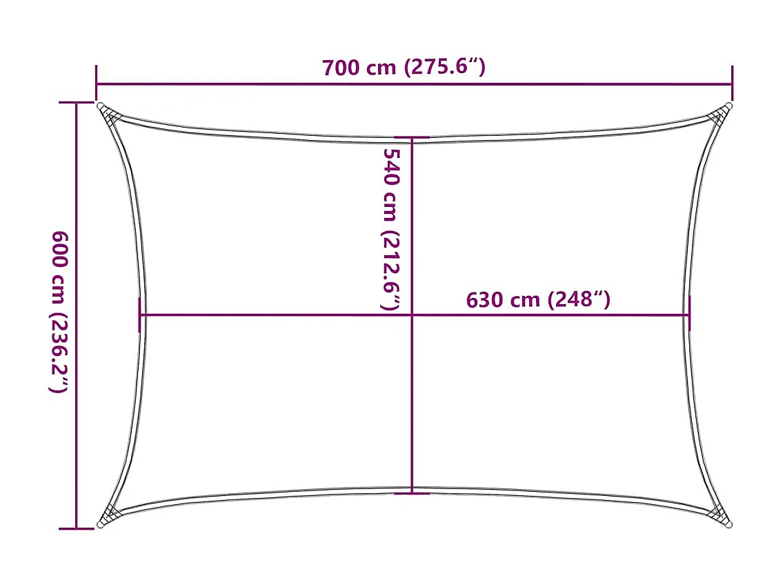 Para-sol estilo vela 160 g/m² 6x7 m em PEAD cinzento-acastanhado para proteção solar