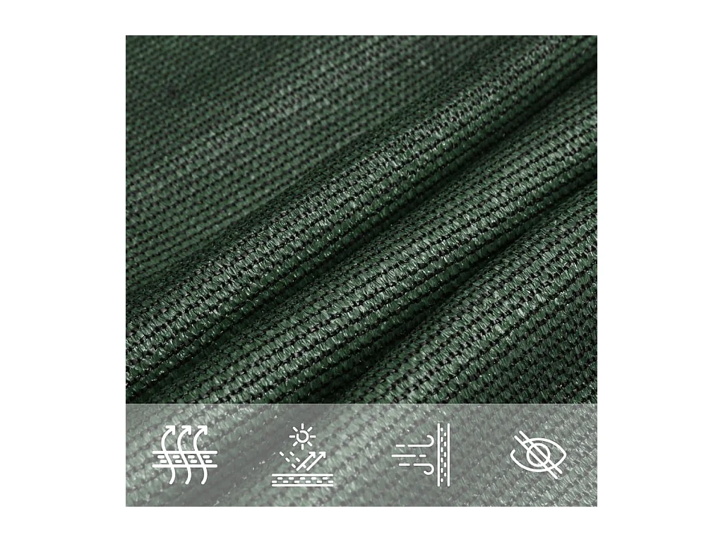 Para-sol estilo vela em PEAD 2,5x5 m verde-escuro para proteção solar