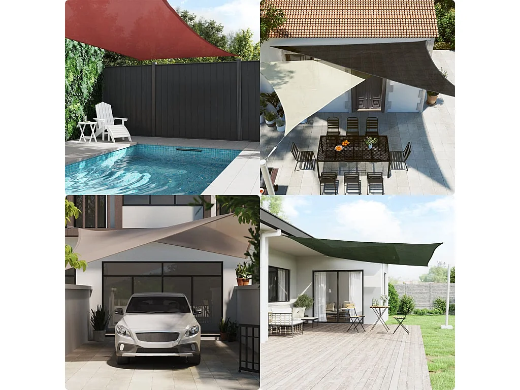 Toldo de vela cuadrado HDPE gris claro 160 g/m² 3x3 m