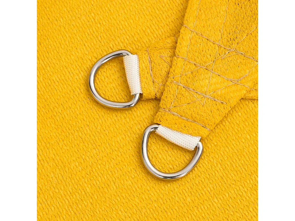 Para-sol triangular amarelo 5x6x6 m em PEAD 160 g/m² para proteção UV