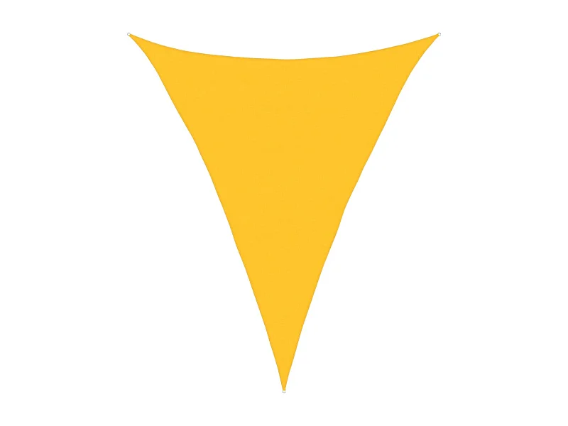 Para-sol triangular amarelo 5x6x6 m em PEAD 160 g/m² para proteção UV