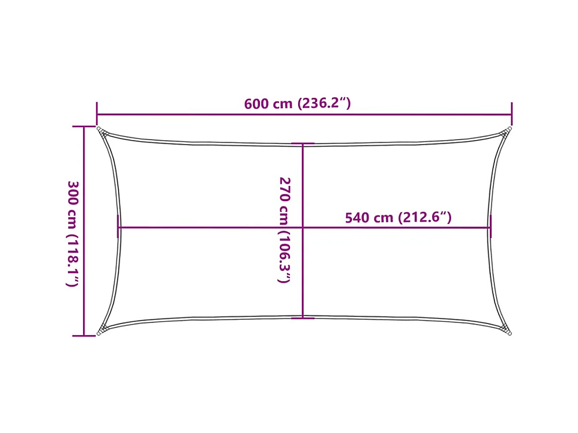 Toldo de vela HDPE terracota 160 g/m² 3x6 m