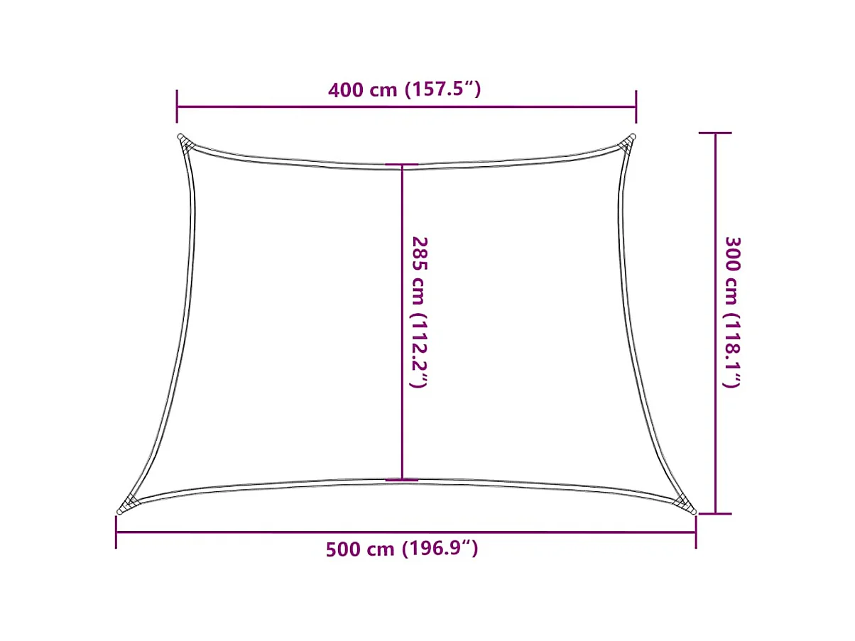 Toldo de vela trapecio HDPE amarillo 160 g/m² 4/5x3 m
