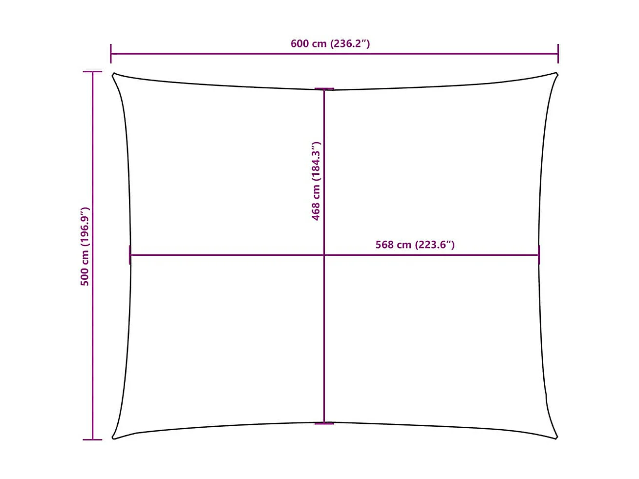 Para-sol Retangular Preto de Tecido Oxford 5x6m para Jardim e Varanda