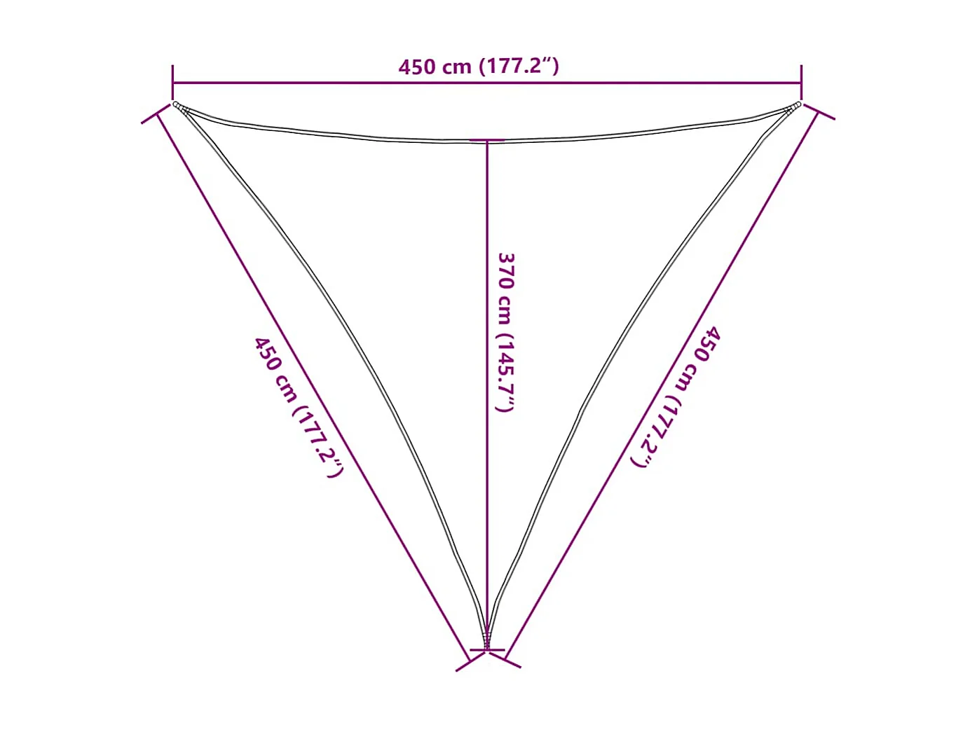 Para-Sol Triangular de Alta Qualidade 4,5x4,5m em PEAD Azul