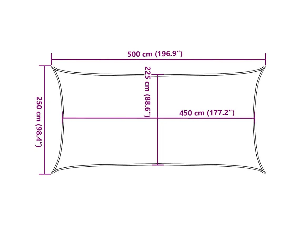 Para-sol estilo vela PEAD castanho 2,5x5 m com proteção UV