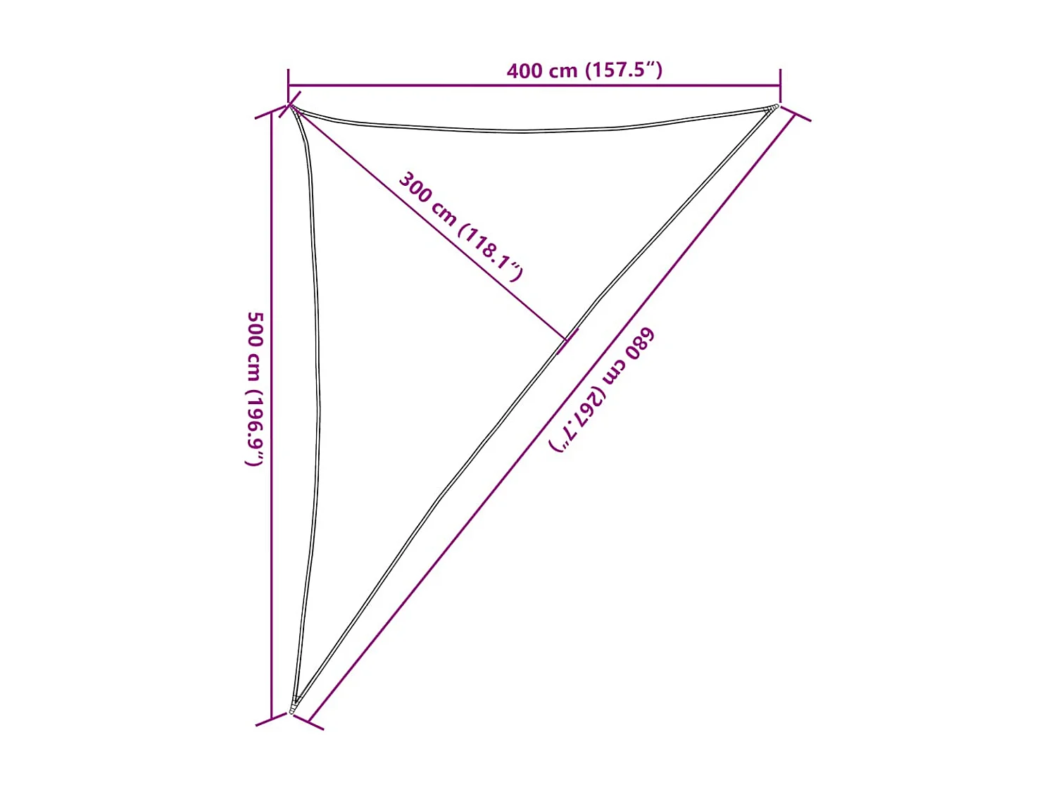 Para-sol Triangular Azul 4x4x6,8m em PEAD - Alta Proteção UV e Resistência