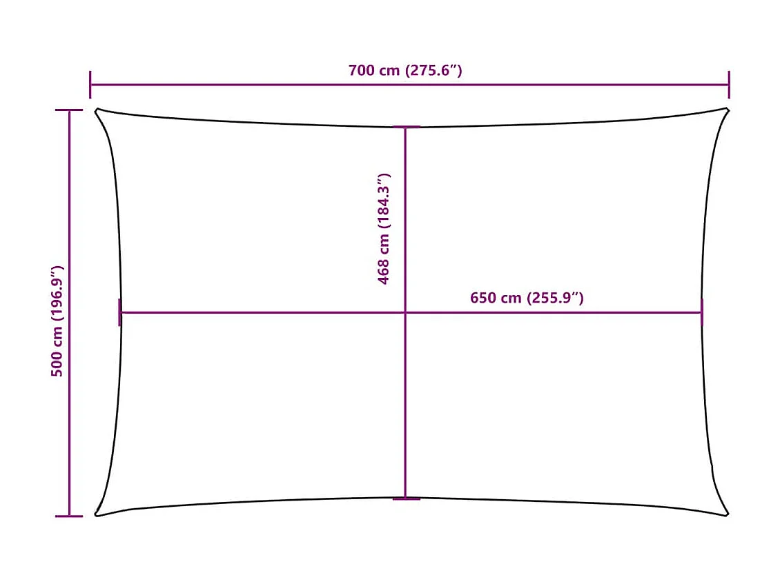 Para-sol retangular 5x7 m em tecido oxford castanho para proteção solar e de chuva