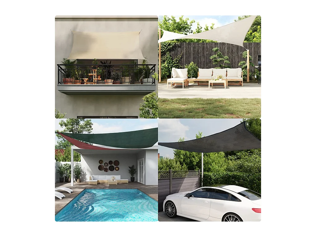 Toldo de vela rectangular HDPE amarillo 160 g/m² 4x5 m