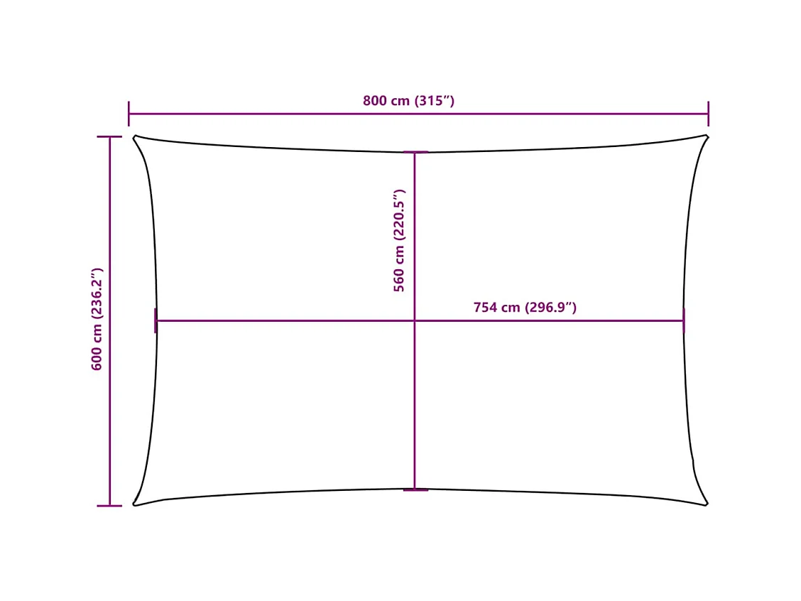 Para-sol retangular de tecido oxford 6x8 m em castanho para proteção solar e de chuva
