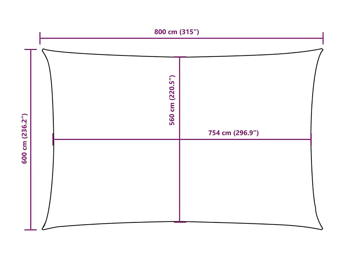 Para-sol retangular de tecido oxford 6x8 m em castanho para proteção solar e de chuva