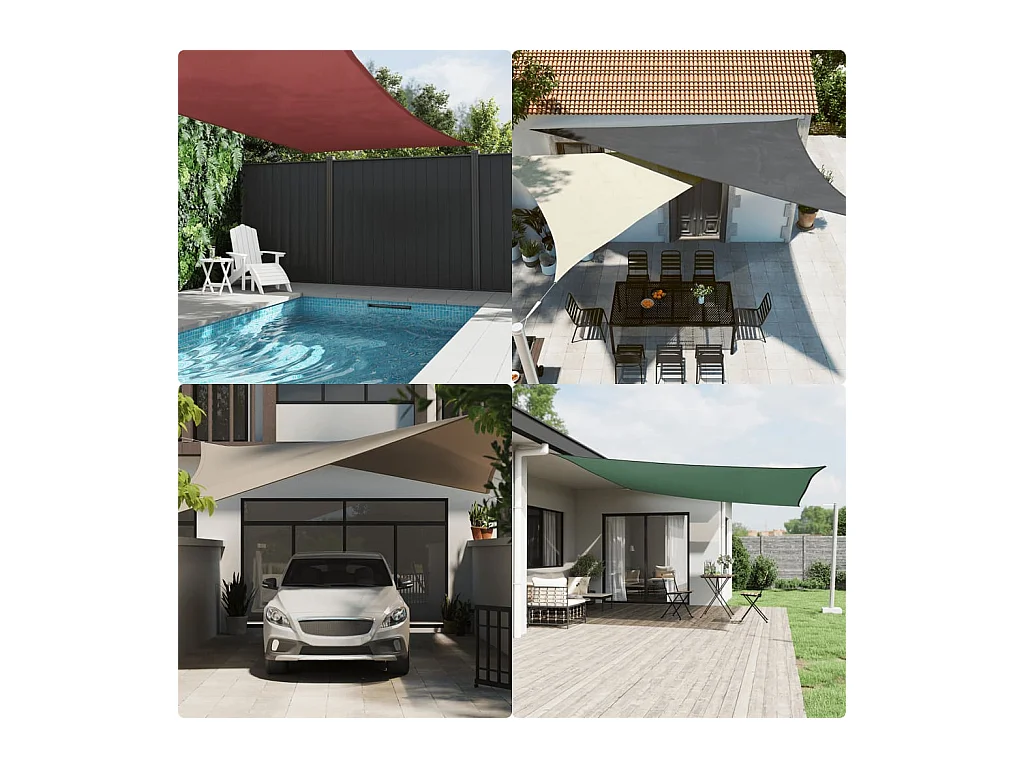 Para-sol retangular 3x4 m em tecido Oxford castanho para proteção ao ar livre