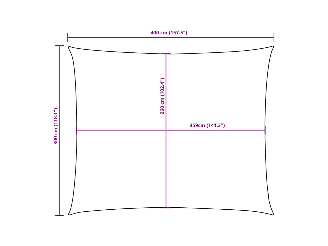 Para-sol retangular 3x4 m em tecido Oxford castanho para proteção ao ar livre