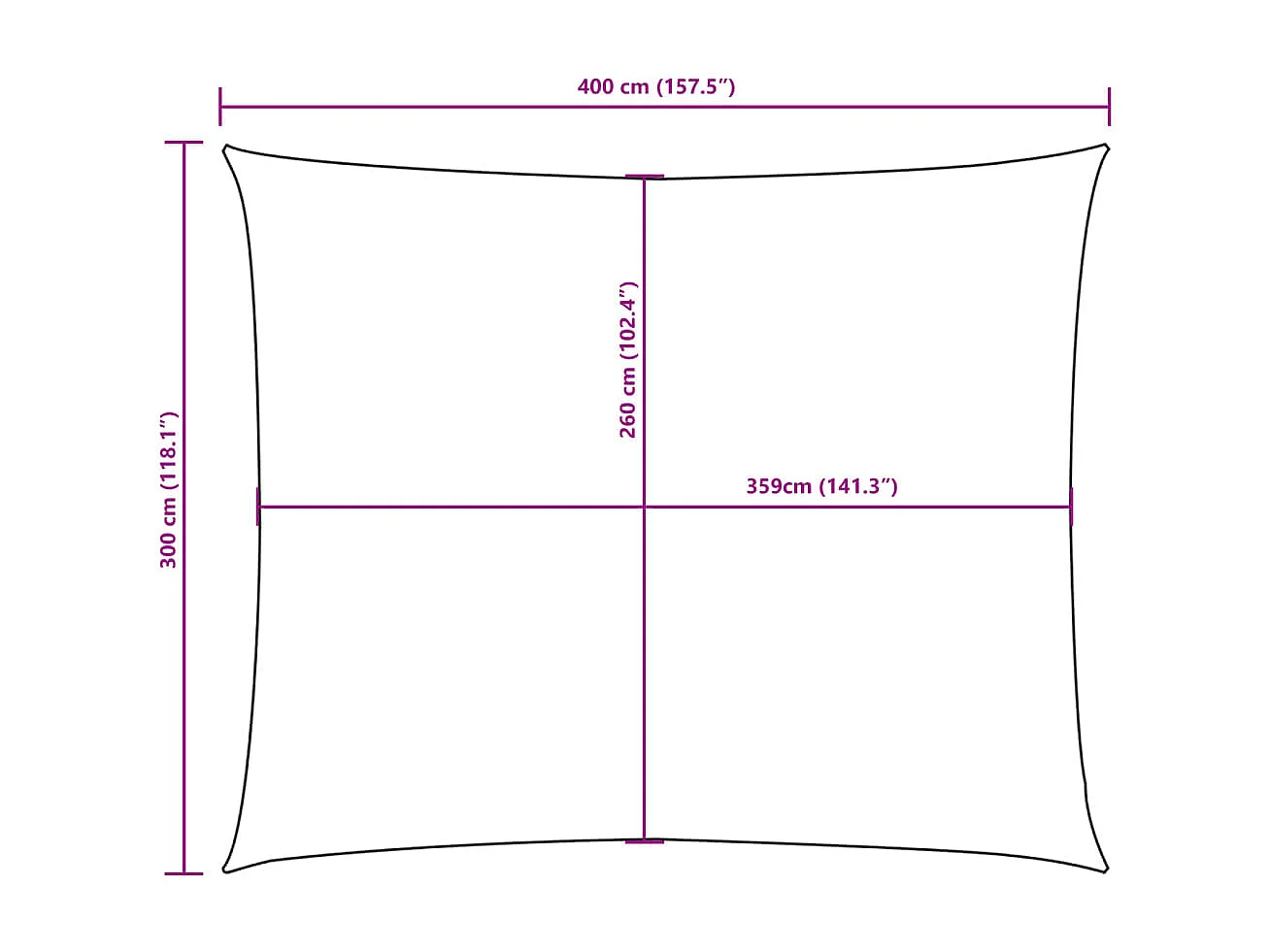Para-sol retangular 3x4 m em tecido Oxford castanho para proteção ao ar livre