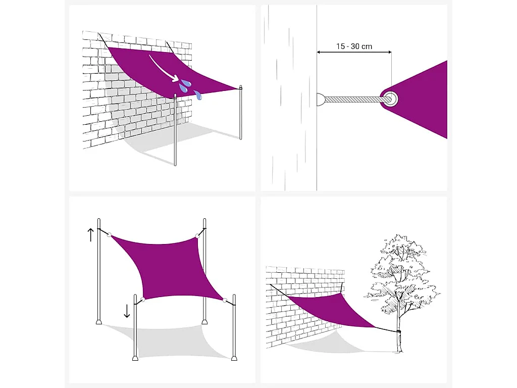 Para-sol Estilo Vela Vermelho 5x6m em PEAD - Proteção Solar Ideal