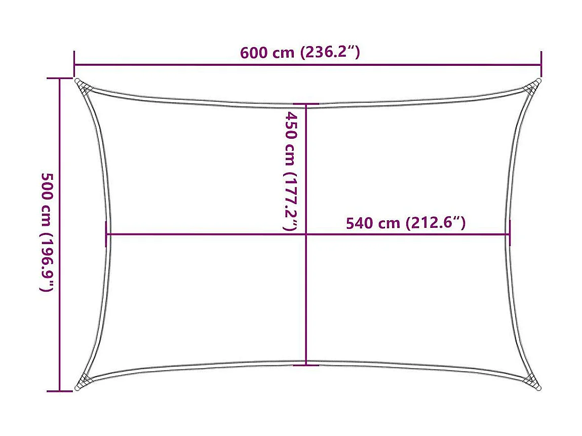 Toldo de vela rectangular HDPE amarillo 160 g/m² 5x6 m
