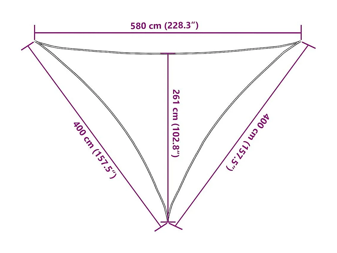 Para-sol Triangular Azul 4x4x5,8m em PEAD - Proteção UV e Impermeável