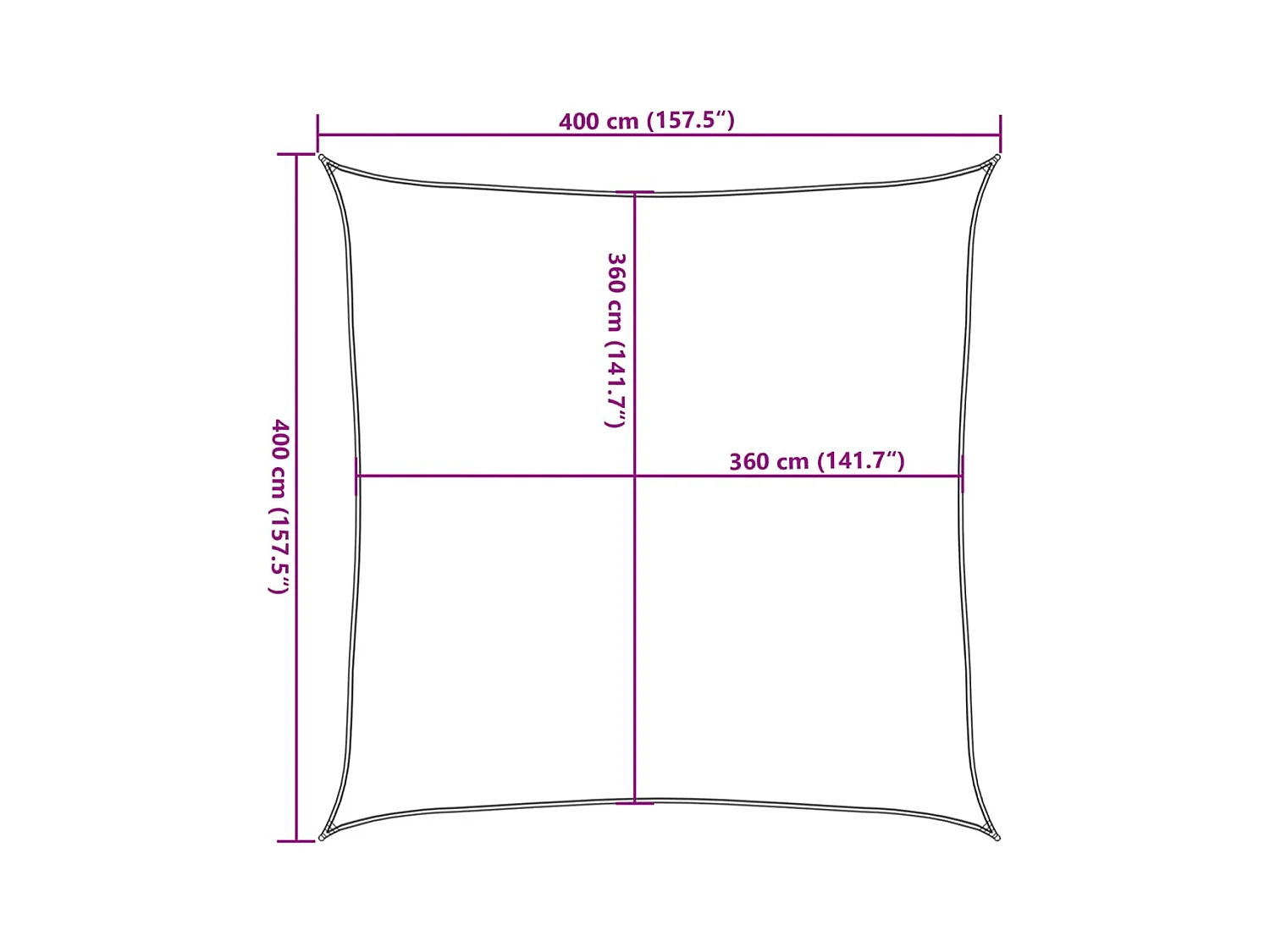 Toldo de vela cuadrado HDPE amarillo 160 g/m² 4x4 m
